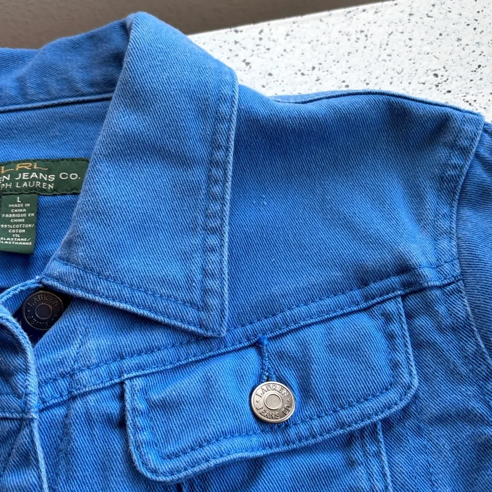 Blue denim twill jean jacket large broken-in breast pockets and side pockets - Picture 4 of 7
